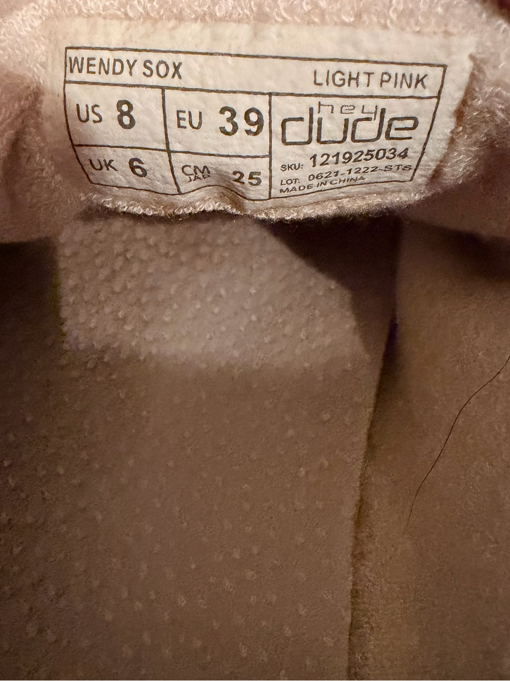 Hey Dude Knit Slip-On Loafers in Beige and Navy with Peach Laces - Picture 4 of 4